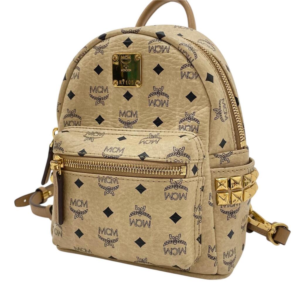 MCM Visetos Backpack Daypack Beige